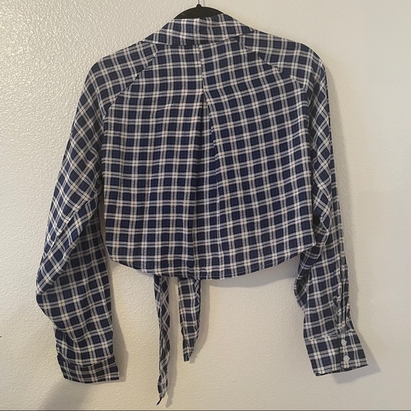 SuperDown plaid Front Knot Crop Top S - Picture 8 of 9